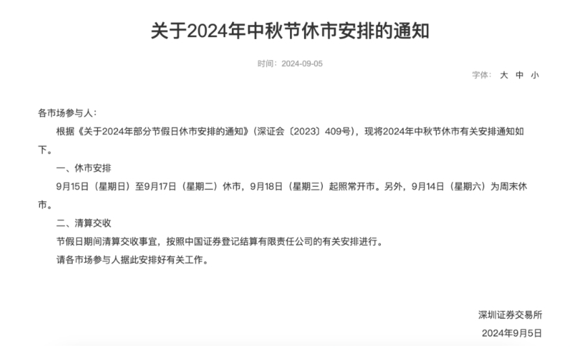 上期所发布2024年中秋节期货交易安排调整通知 上期所发布2024年中秋节期货交易安排调整通知