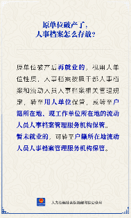 【人社日课】原单位破产，人事档案存哪里？