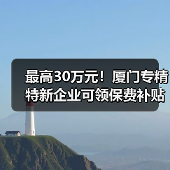 厦门专精特新企业保险补贴最高30万 厦门专精特新企业保险补贴最高30万