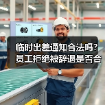 临时出差通知合法吗？员工拒绝被辞退是否合规？